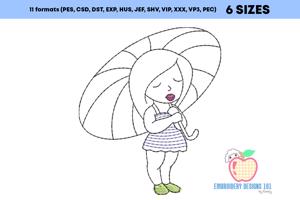 A Girl Holding An Umbrella Running Line