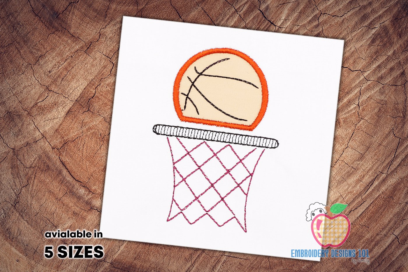 Basketball Hoop and Ball Embroidery Applique