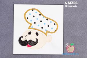 Chef with Mustache Applique Design