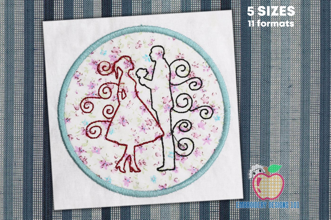 Couple in Love Embroidery Applique