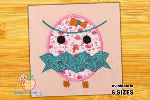Cute owl with space for text Embroidery Applique
