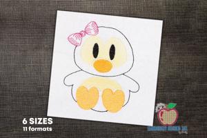 Penguin Girl Sketch Embroidery