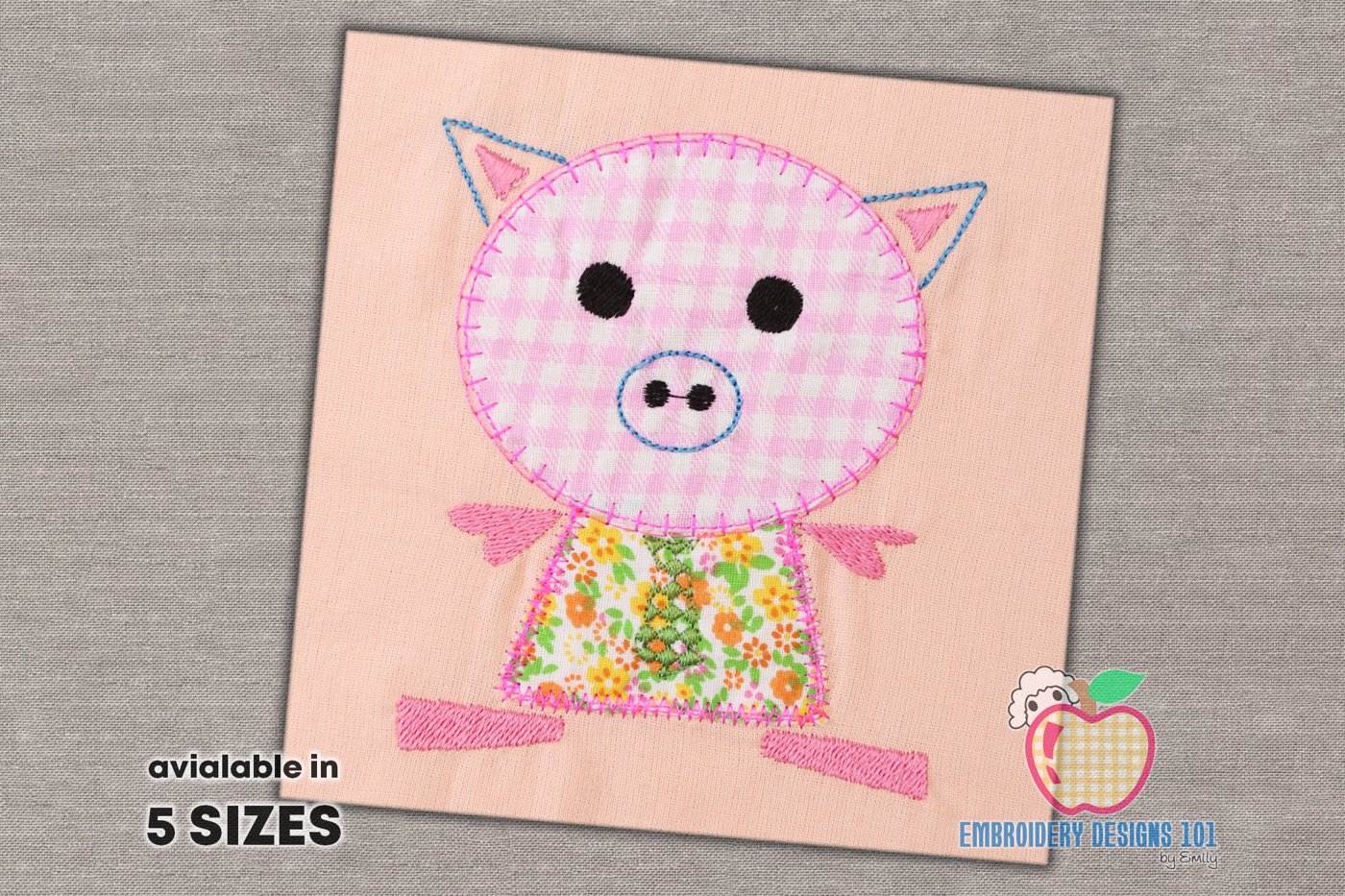 Cute Pig Cartoon Embroidery Applique Designs