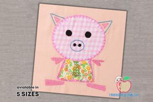 Cute Pig Cartoon Embroidery Applique Designs