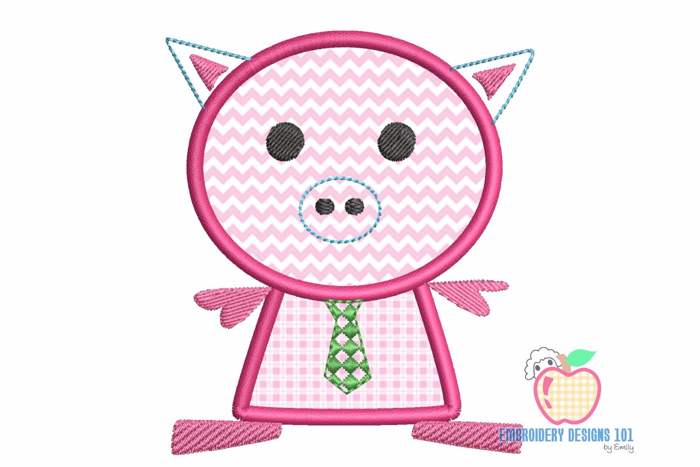 Cute Pig Cartoon Embroidery Applique Designs