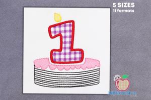 Birthday Cake with Number One Applique