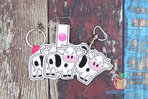 Cow Cartoon ITH Keyfob Design