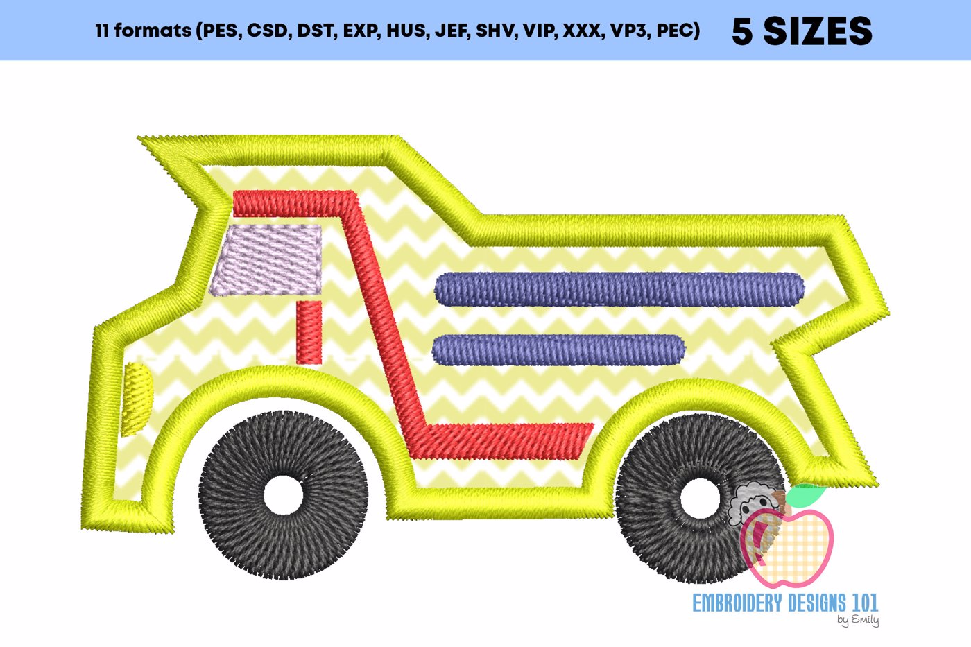 Dump Truck Embroidery  Design