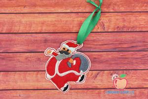 Santa Walking with Giftbag Ornament Embroidery