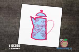 Beautiful Pink Coffee Pot Applique Design