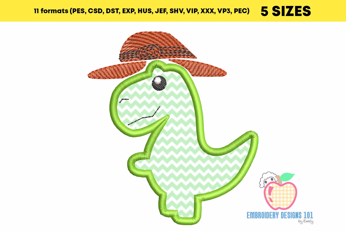 Cowboy Dinosaur Applique Design