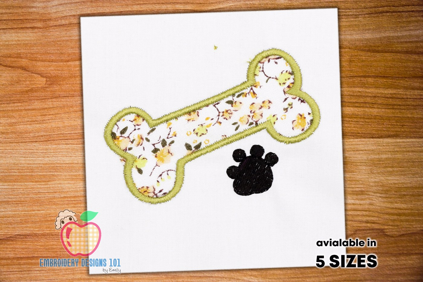 Dog Bone and Paw Applique Design