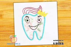 Tooth As The Cartoon With A Smile Applique Pattern