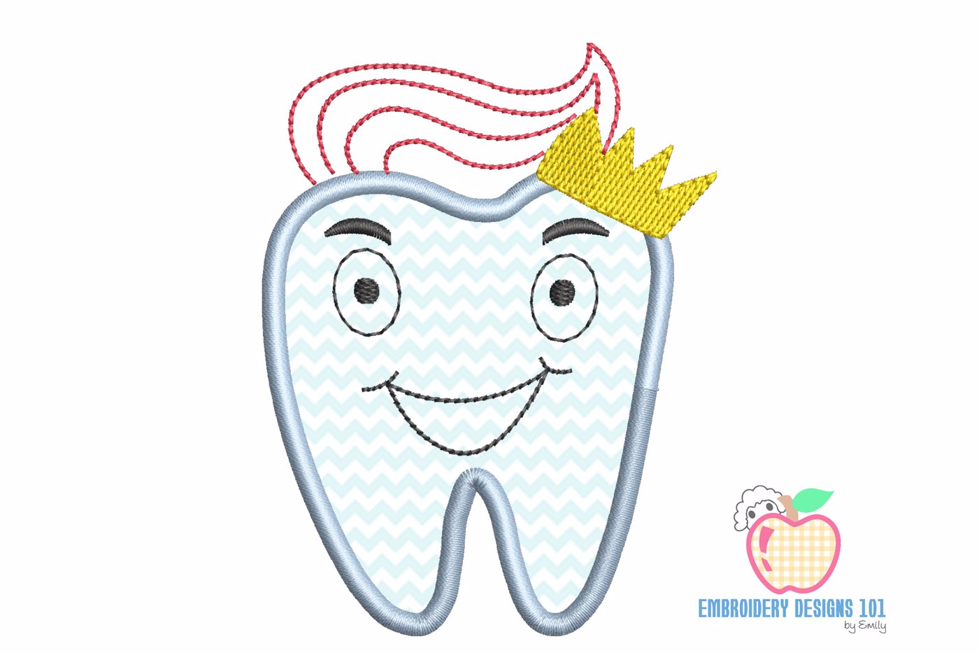 Tooth As The Cartoon With A Smile Applique Pattern