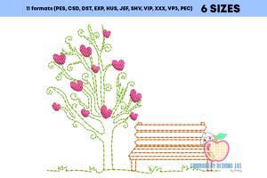 Love Tree in Garden Sketch Embroidery