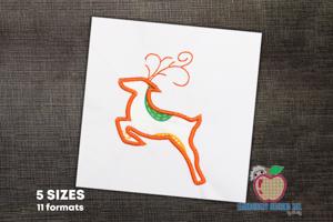 Reindeer In Running Position  Applique Design