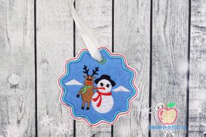 Reindeer with Snowman Ornament Embroidery