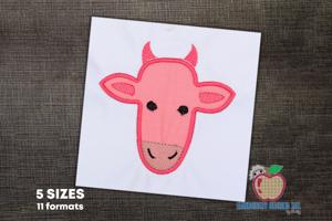 Cow Head Embroidery Applique