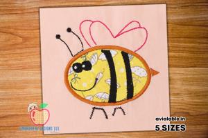 Honey Bee with Wings Embroidery Applique Designs