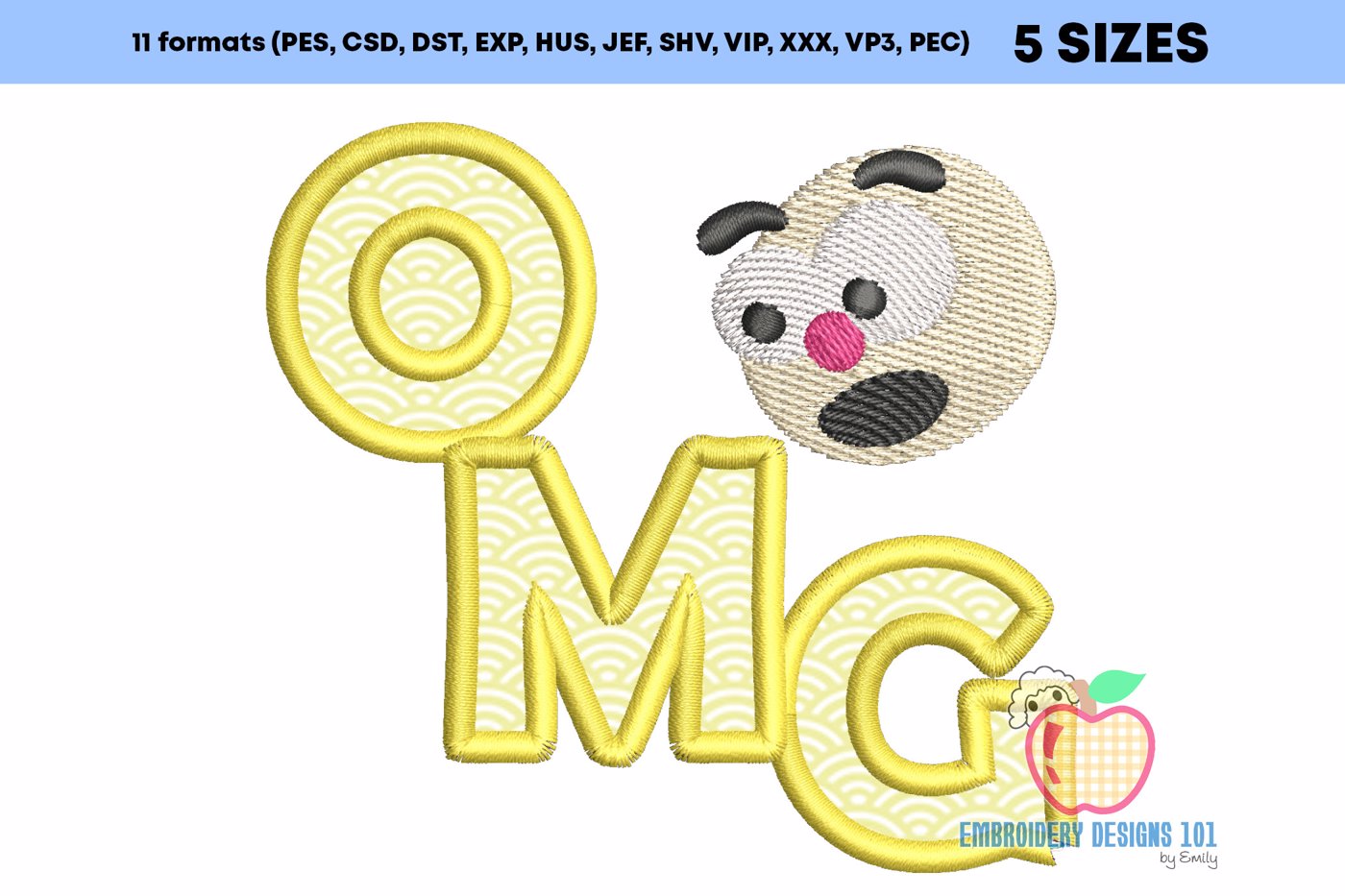 Oh My God With Cartoon Face Applique Pattern