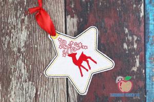 Christmas Reindeer with Long Horned Ornament Embroidery