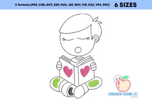 Boy Reading Love Book Quick Stitch