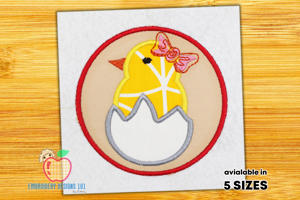 Chick in Circle Embroidery Applique