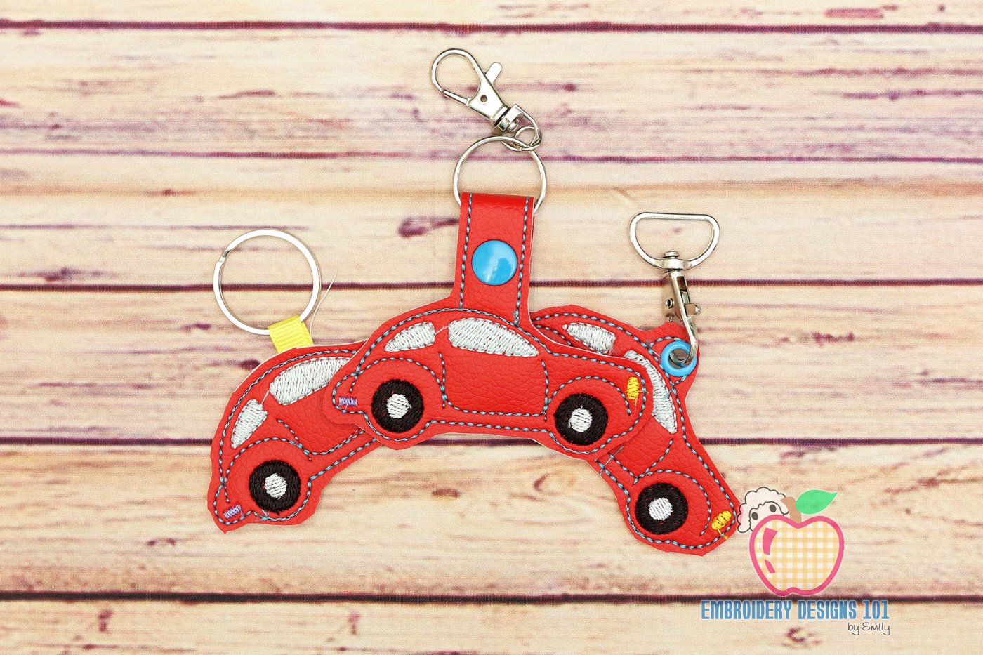 Cute Red Car In The Hoop Keyfob