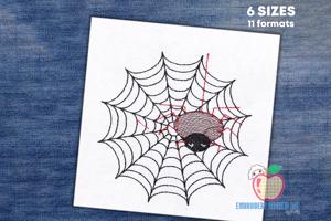 Spider Climbs on a Web Sketch Embroidery