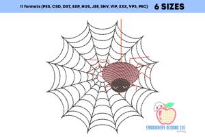 Spider Climbs on a Web Sketch Embroidery