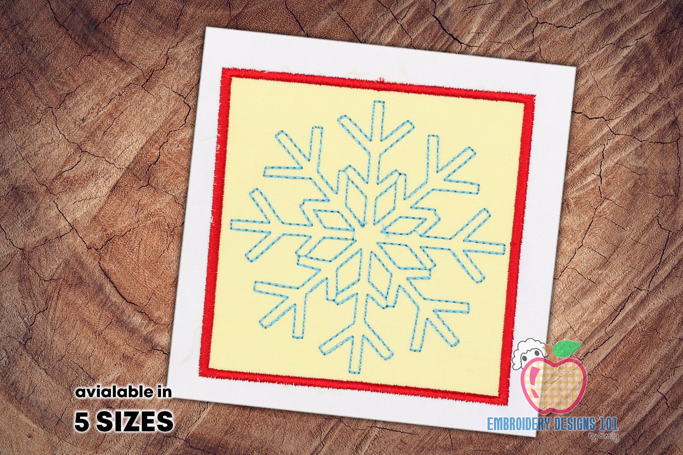 The Snowflake In Blue Color In Box Applique