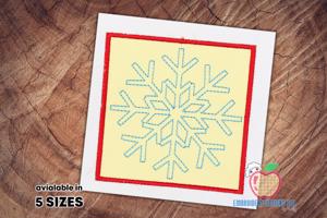 The Snowflake In Blue Color In Box Applique