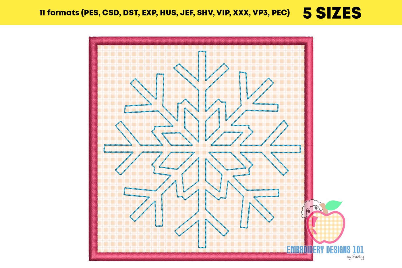 The Snowflake In Blue Color In Box Applique