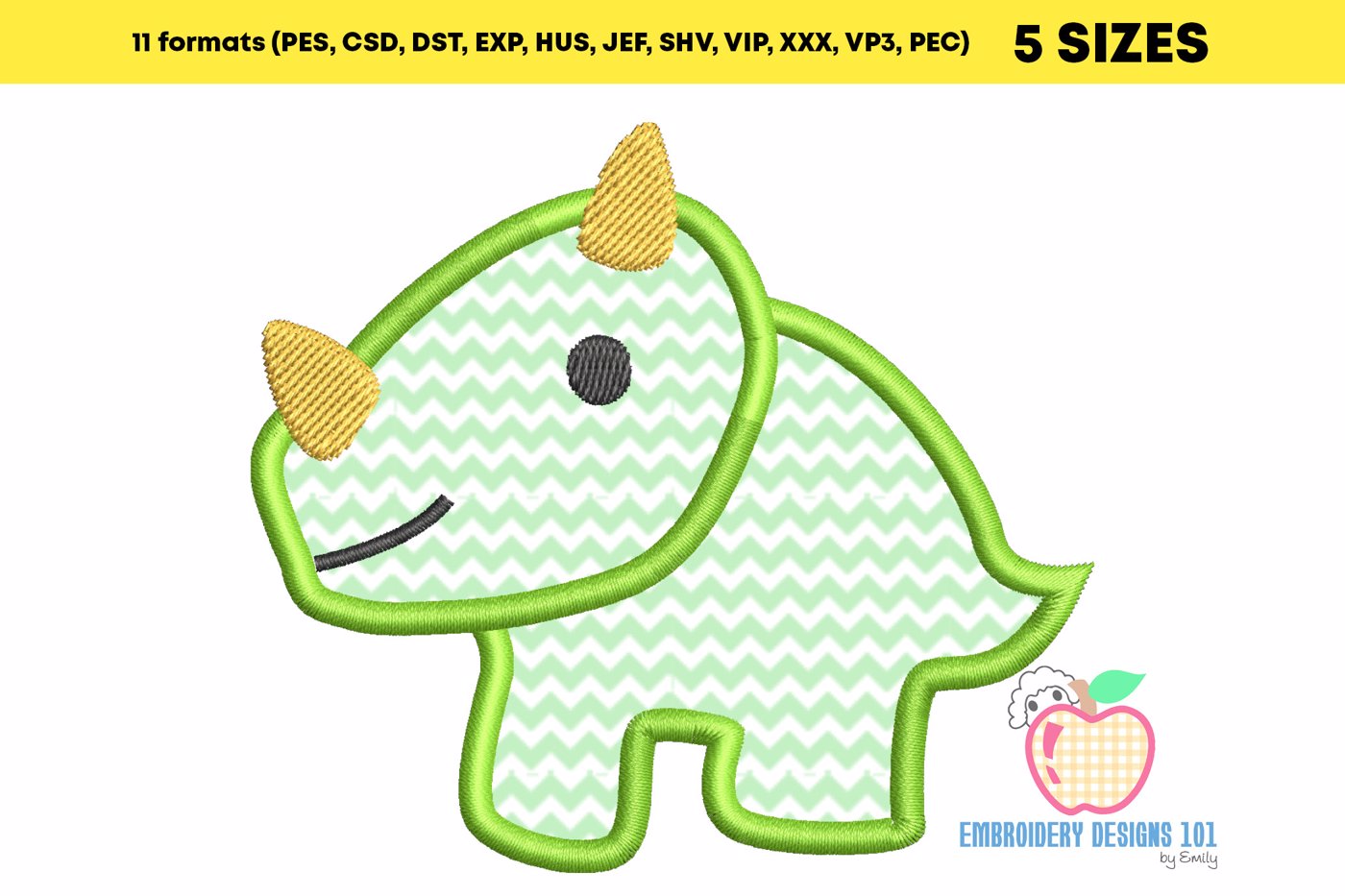 Triceratops Dinosaur Applique