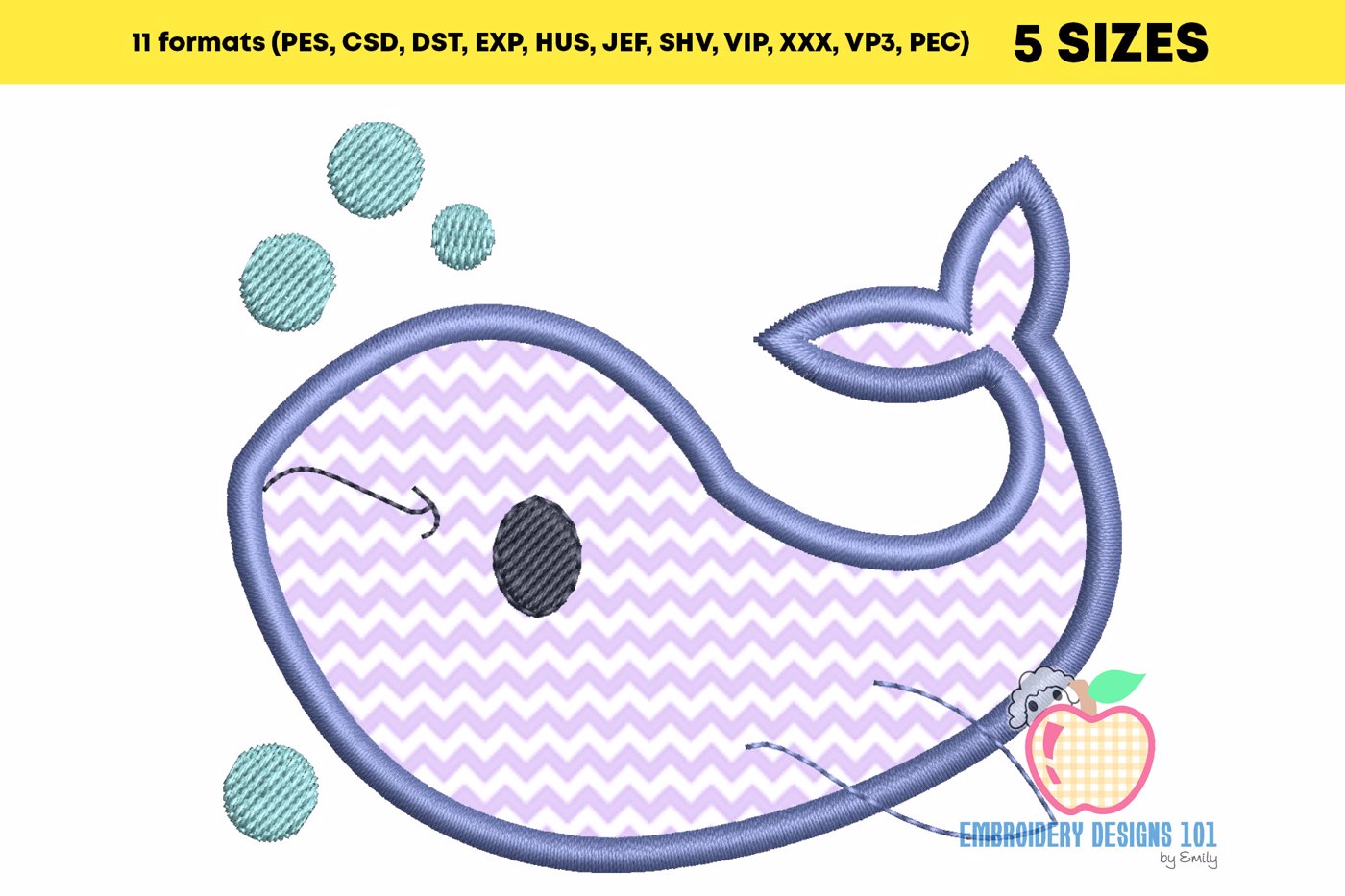 Beluga Whale Applique Embroidery Design