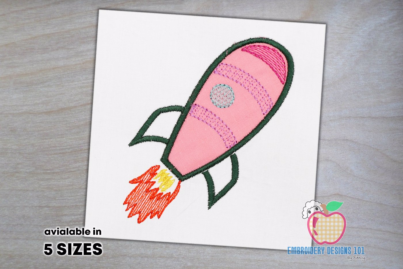 Rocket Blast Off Embroidery Applique