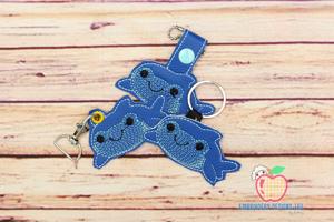 Cartoon Funny Shark ITH Key Fob Pattern