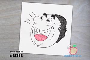 The Man Face As Laughing Loudly Sketch Embroidery