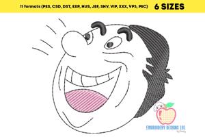 The Man Face As Laughing Loudly Sketch Embroidery