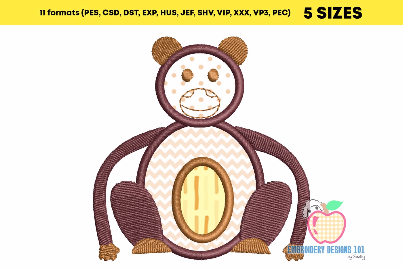 Siting Monkey Applique for Kids