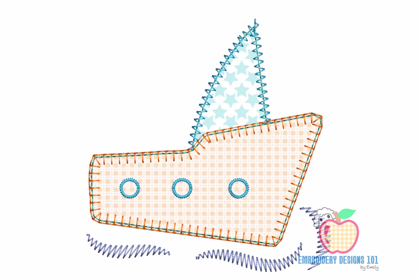 Beautiful Yacht on Sea Applique Design