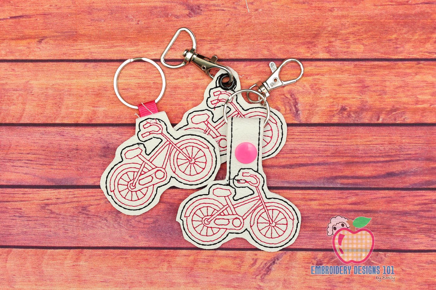 Bicycle Lineart In The Hoop Keyfob