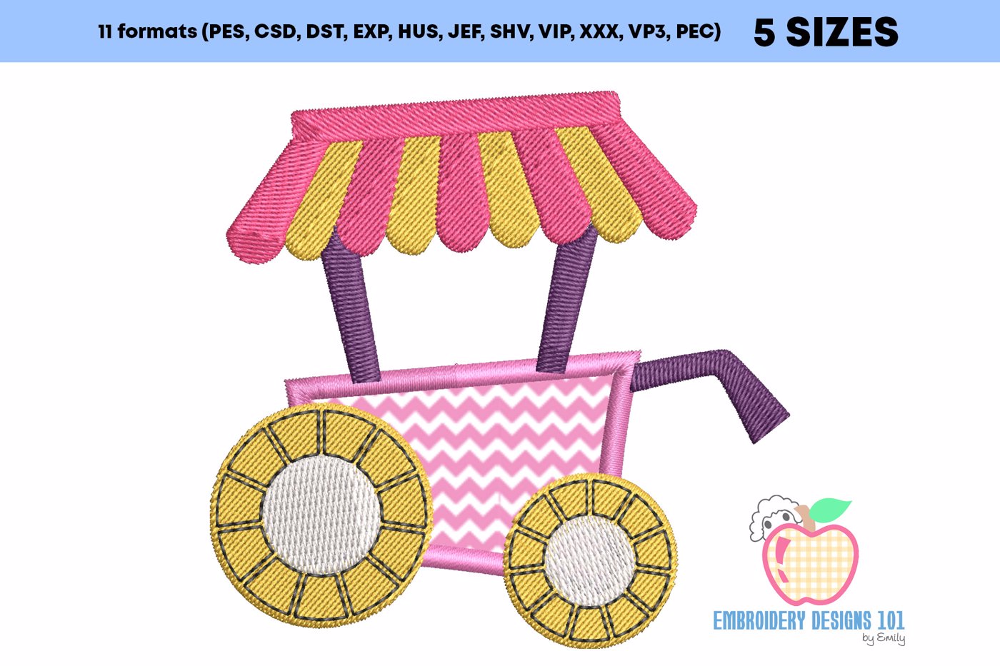 Ice Cream Cart With The Shade Applique Pattern