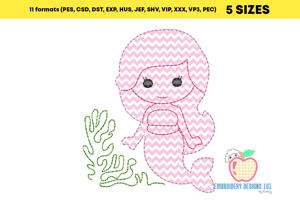 Little Mermaid in water Applique Pattern