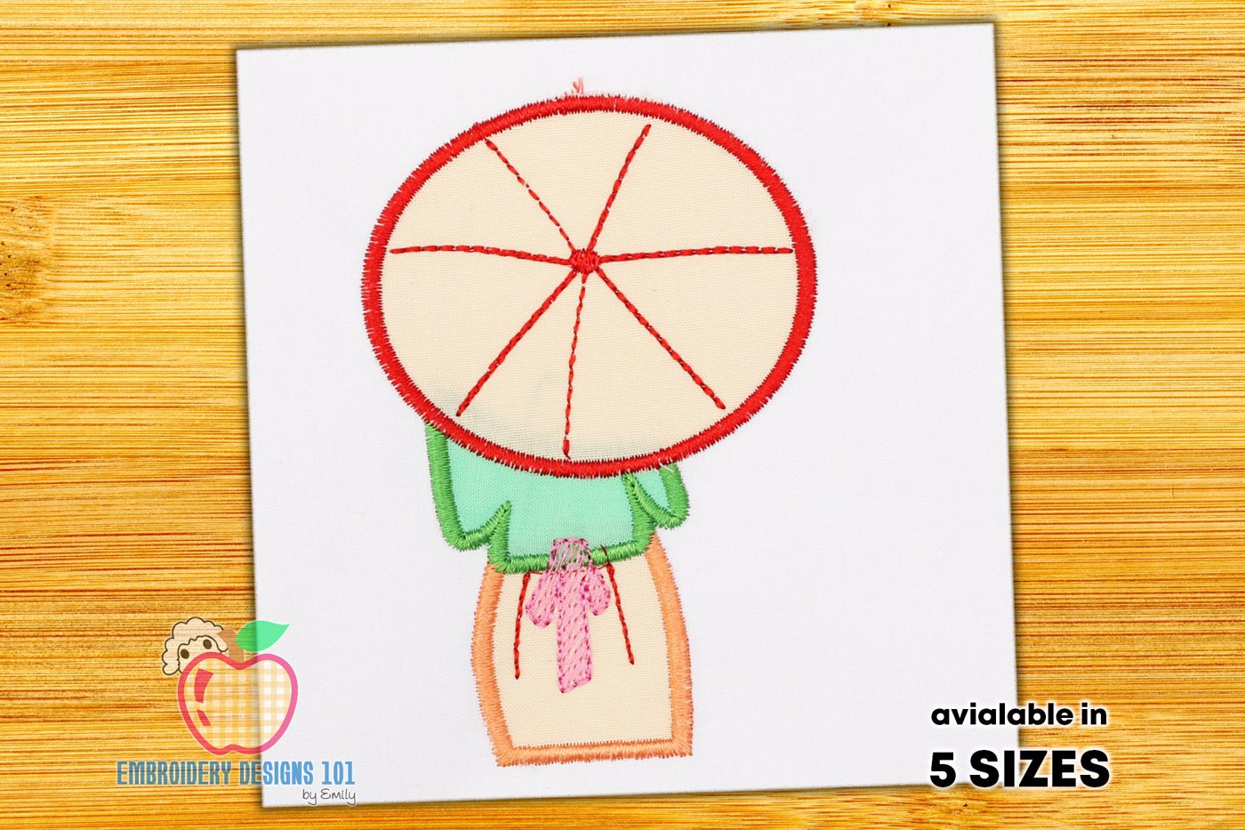 Girl with Umbrella Embroidery Applique