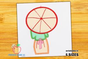 Girl with Umbrella Embroidery Applique