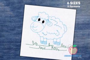 Sheep in a meadow on grass Quick Stitch