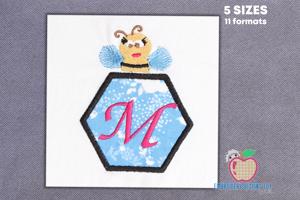 Honeybee and Frame Applique Design