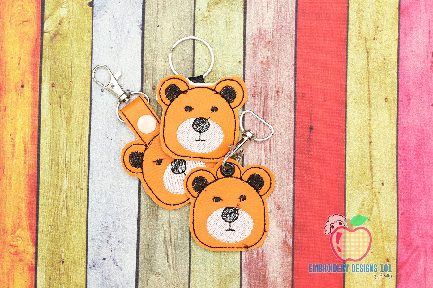 Cute Bear Face ITH Key Fob Pattern