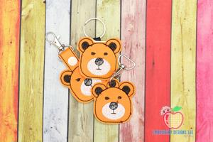 Cute Bear Face ITH Key Fob Pattern